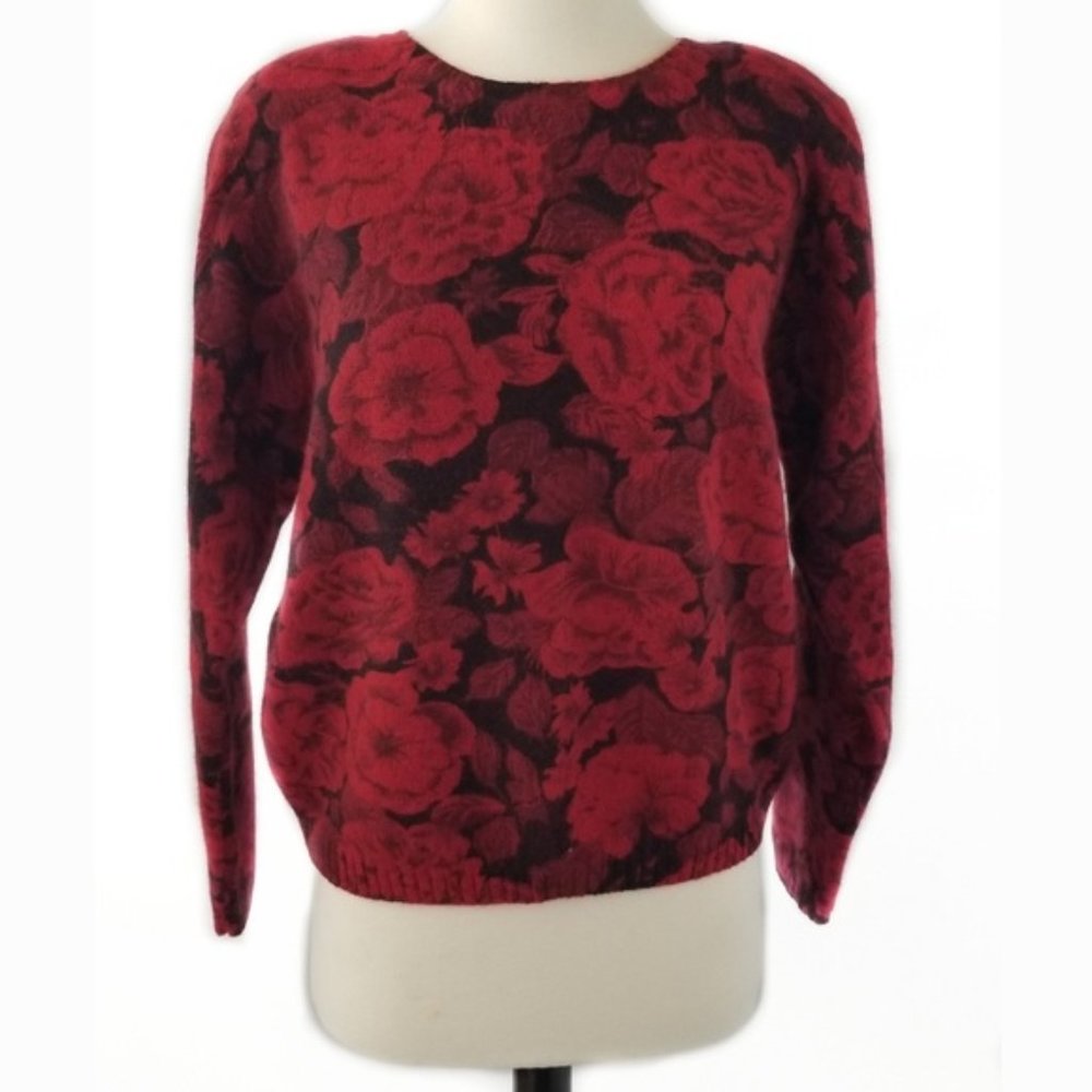 EVAN PICONE Vintage Red Rose Wool Sweater Size L